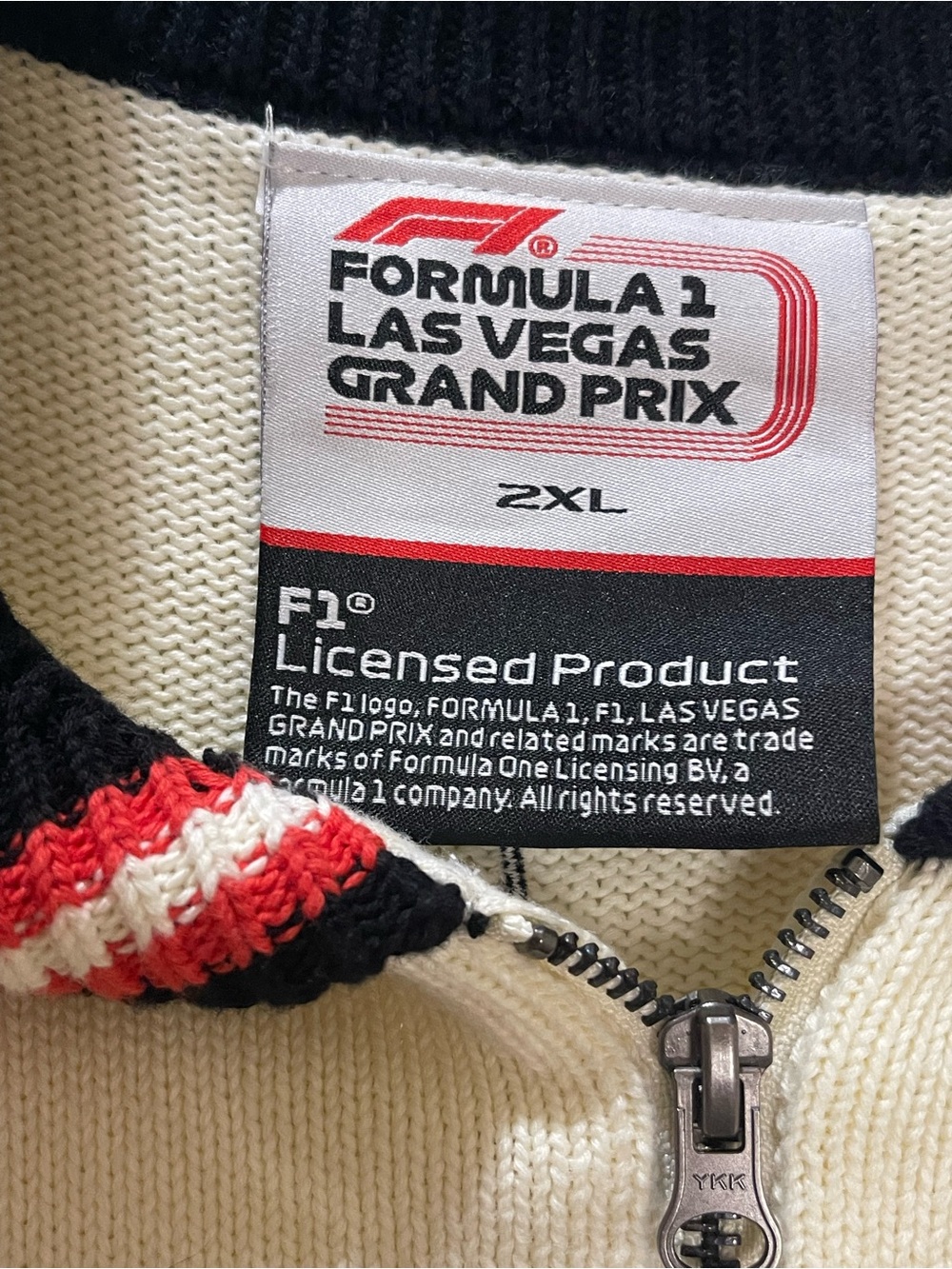Formula 1 Officially Licensed Las Vegas Zip-Up Checkerboard Sweater Jacket 2XL - Picture 6 of 10